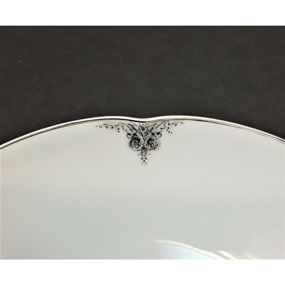 Block China Chambord Limoges Cream Soup Bowl w/Underplate Gray/Black on White - Picture 5 of 6